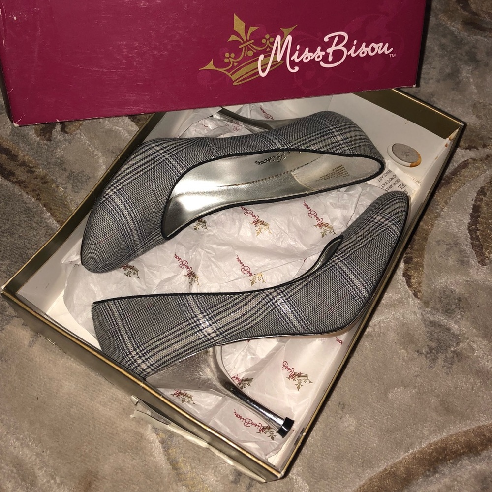 Miss Bison silver plaid heels - Picture 7 of 8
